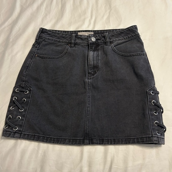 PacSun Dresses & Skirts - PacSun Dark Gray Mini Skirt with Side Lacing